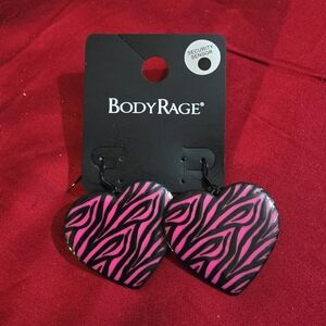 Spencer's Pink and Black Zebra Print Earrings